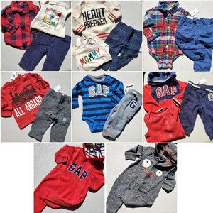 Gap Boys 6-12 Months Winter Clothing 17pc Plaid Pants Hoodie One Pieces NEW